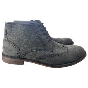 Henry Ferrera Men's Phil-70 Gray Faux Leather Wingtip Chukka Boots Size 12M EUC